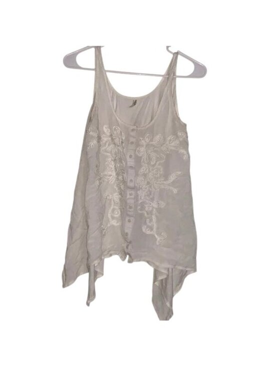 Free People Tops - Free People Embroidered White Rayon Tank Top XS
